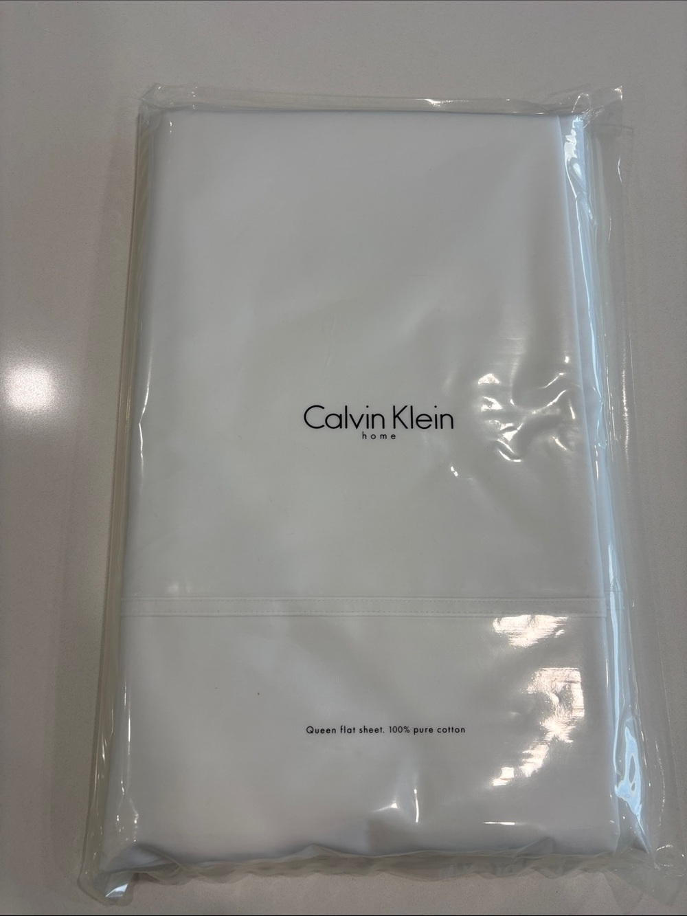 Calvin Klein Queen Flat Sheet 100% Cotton 220 Thread Count White NWT